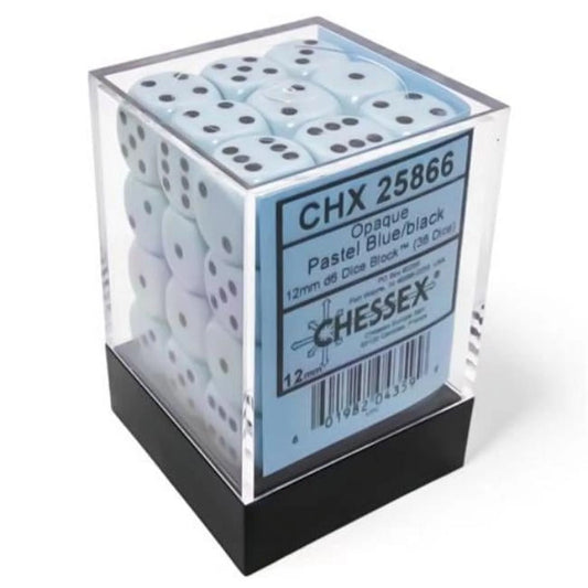 Chessex Pastel Blue 16mm D6 Dice Block (12 Dice)