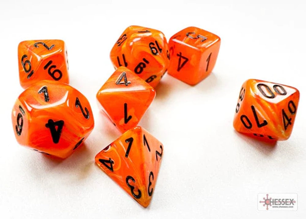 Vortex: Mini-Polyhedral Orange/black 7-Die Set