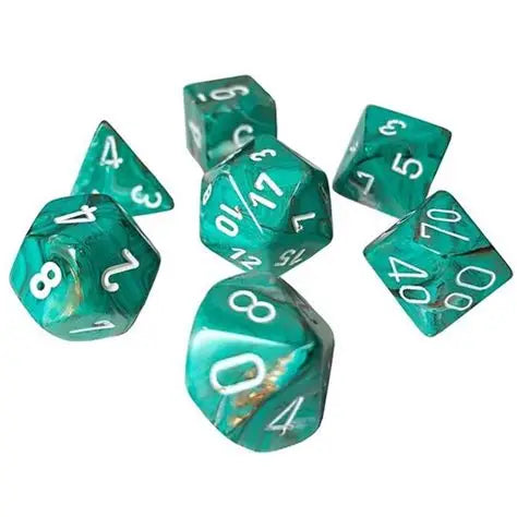 Marble: Mini-Polyhedral Oxi-Copper/white 7-Die Set